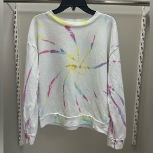 Treasure & Bond White Tie-Dye Spiral Crewneck Sweatshirt - Pastel Colors
